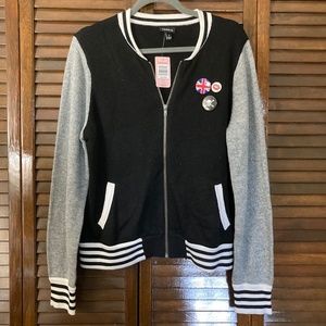 Torrid Black Zip Varsity Bomber Sweater New Sz 1